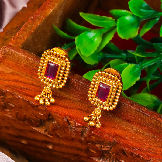 Lightweight Minimal Temple Bali – Gold-Plated Ethnic Earrings