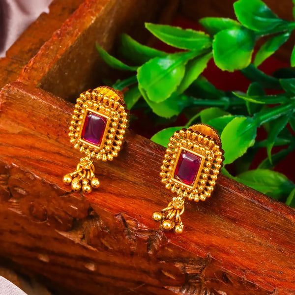 Lightweight Minimal Temple Bali – Gold-Plated Ethnic Earrings