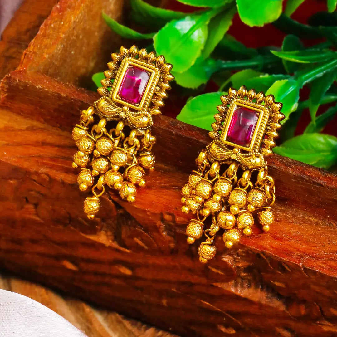 Minimal Gold-Plated Temple Bali – Traditional Yet Trendy Earrings R-2159