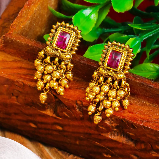 Minimal Gold-Plated Temple Bali – Traditional Yet Trendy Earrings R-2159