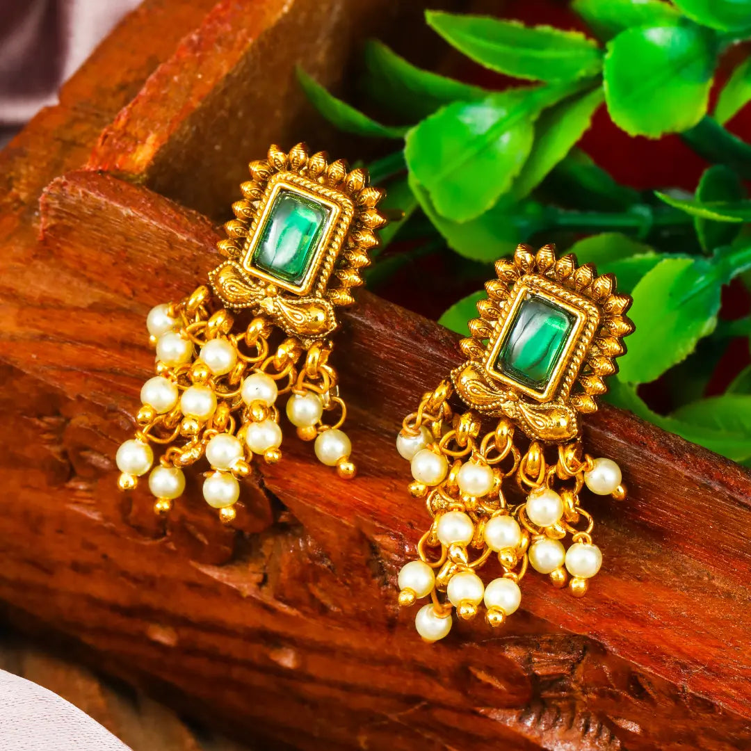 Minimal Gold-Plated Temple Bali – Traditional Yet Trendy Earrings R-2159