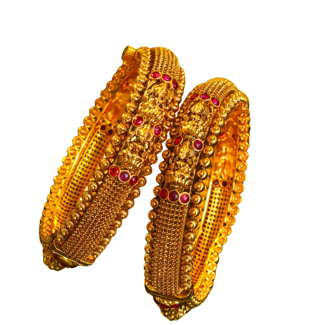 Minimalist Temple Bangles – Lightweight Gold-Plated Design