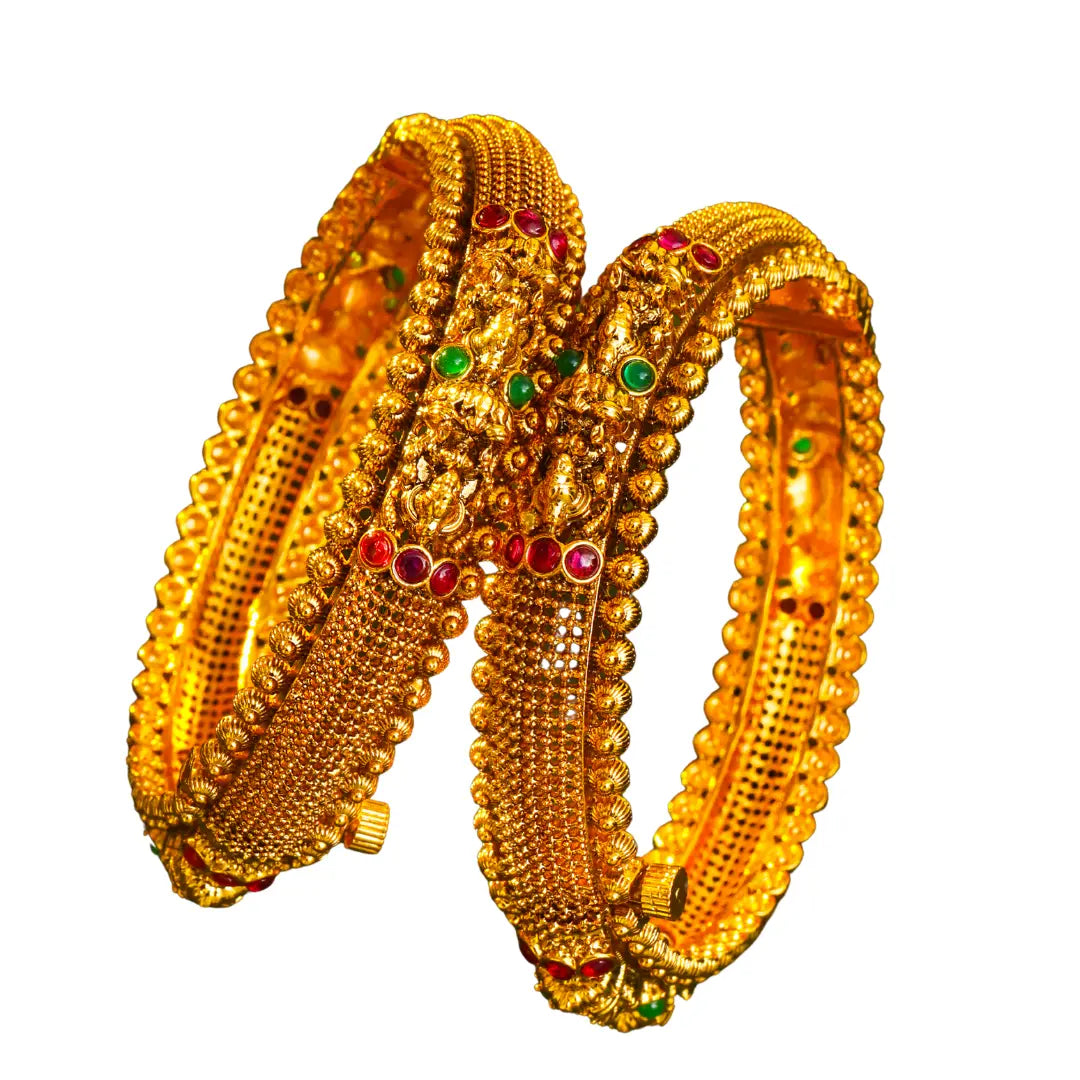 Minimalist Temple Bangles – Lightweight Gold-Plated Design