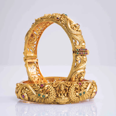 Divine Lakshmi Antique Gold-Plated Temple Bangle V-442