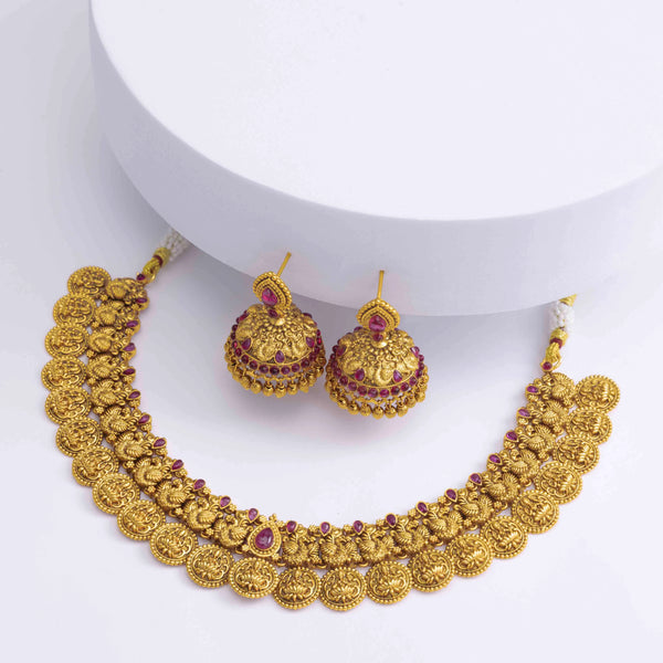 RUBY RED TEMPLE NECKLACE SET

