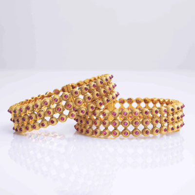 Classic Stone Temple Bangle in Gold Finish P-450