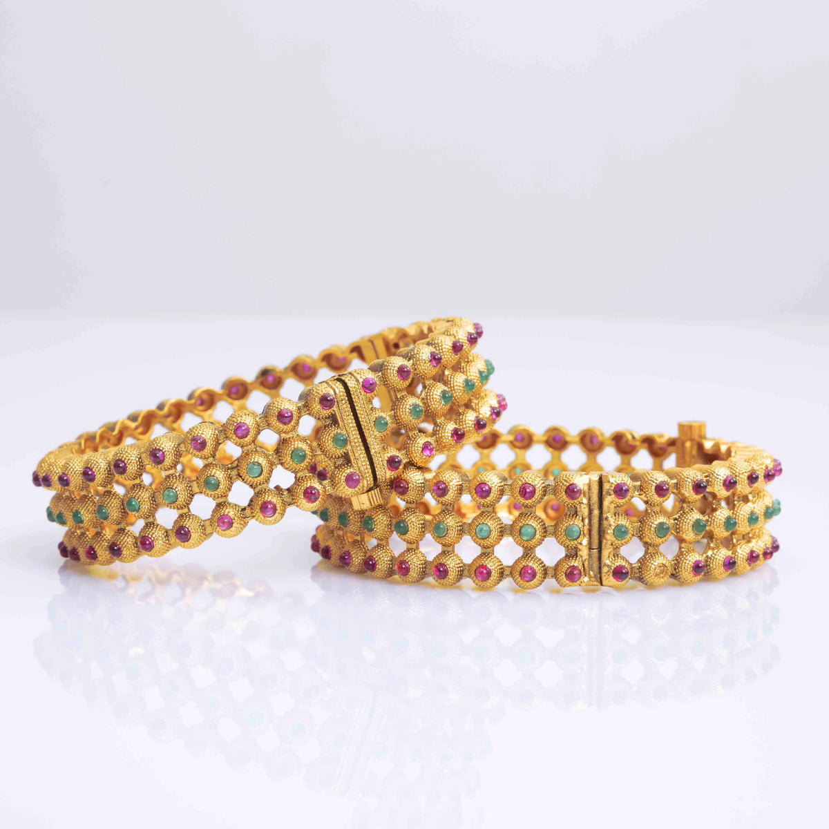 Classic Stone Temple Bangle in Gold Finish P-450