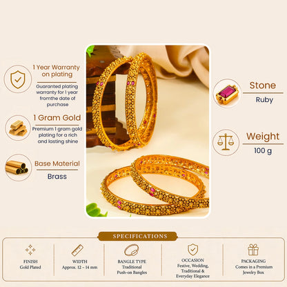 Mangala Kankana Paired Bangle | Gold-Plated Auspicious Temple Bangle Set