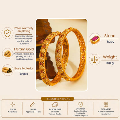 Dasavathara Paired Bangle | Gold-Plated Ten Avatars Temple Bangle Set