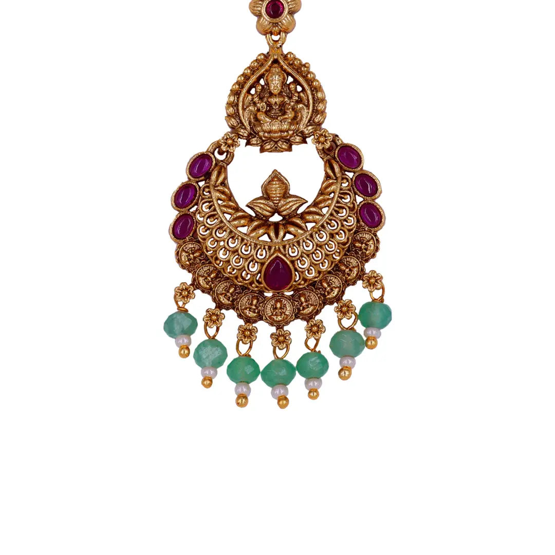 Auspicious Maa Lakshmi Antique Finish Maang Tikka T-10