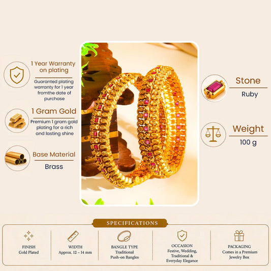 Annapurna Valaya Kada Bangle | Gold-Plated Abundance Temple Bangle V-2335