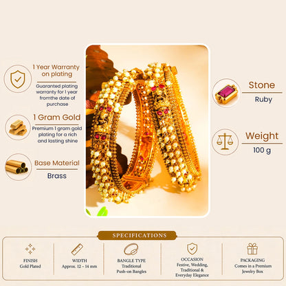 Devi Prerana Kada Bangle | Gold-Plated Goddess Inspiration Temple Bangle V-2386
