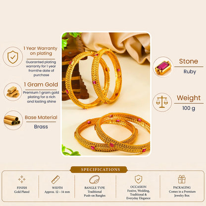 Bhavya Kankini Paired Bangle | Gold-Plated Grand Temple Bangle Set  V-2467