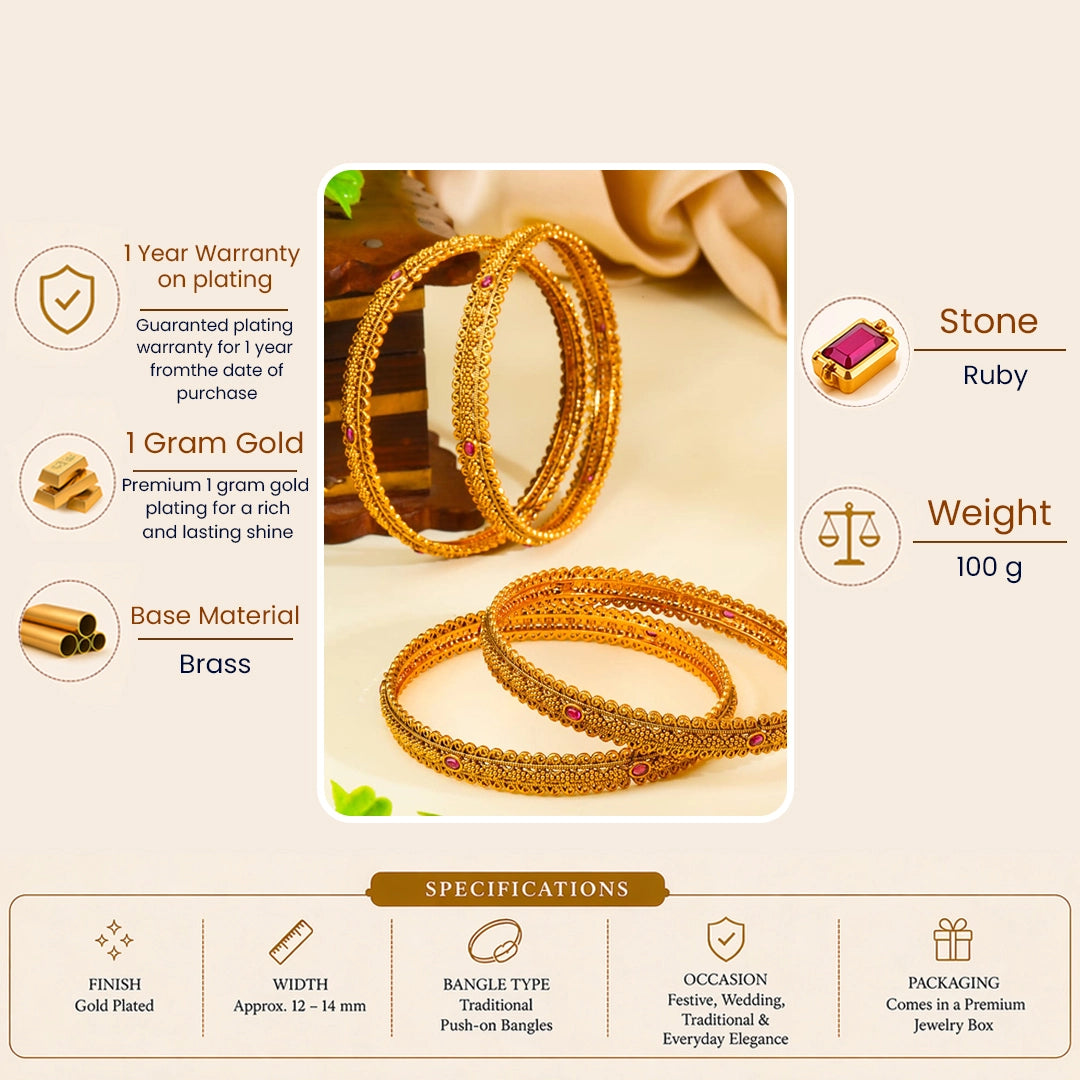 Charulata Kangan Paired Bangle | Gold-Plated Graceful Creeper Bangle Set V-2470