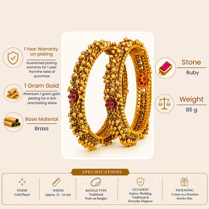 Shankha Valaya Kada Bangle | Gold-Plated Sacred Conch Temple Bangle V-2480