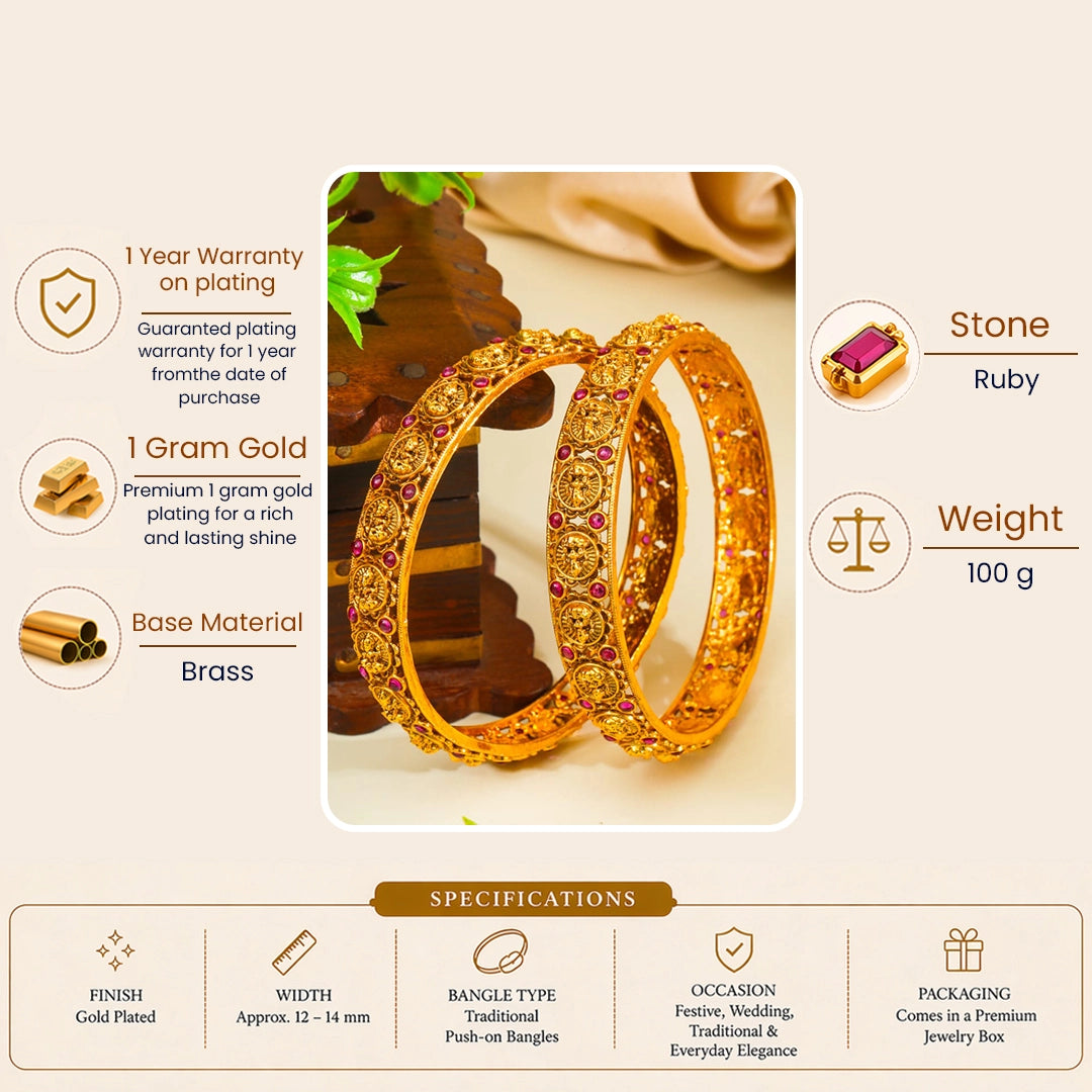 Ganga Taranga Kada Bangle | Gold-Plated Sacred River Wave Bangle V-2482