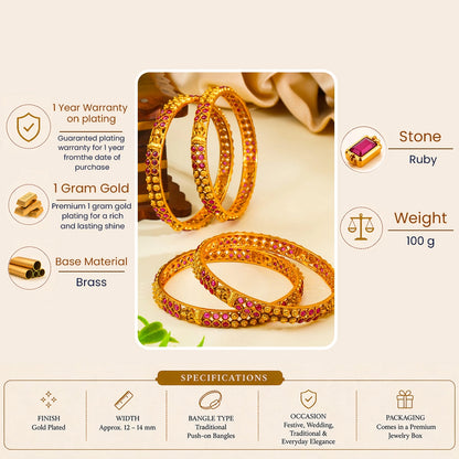 Sridevi Mangala Valayal Paired Bangle | Gold-Plated Auspicious Goddess Bangle V-2484