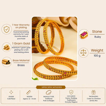 Devi Alankara Valayal Paired Bangle | Gold-Plated Goddess Adornment Bangle V-2564