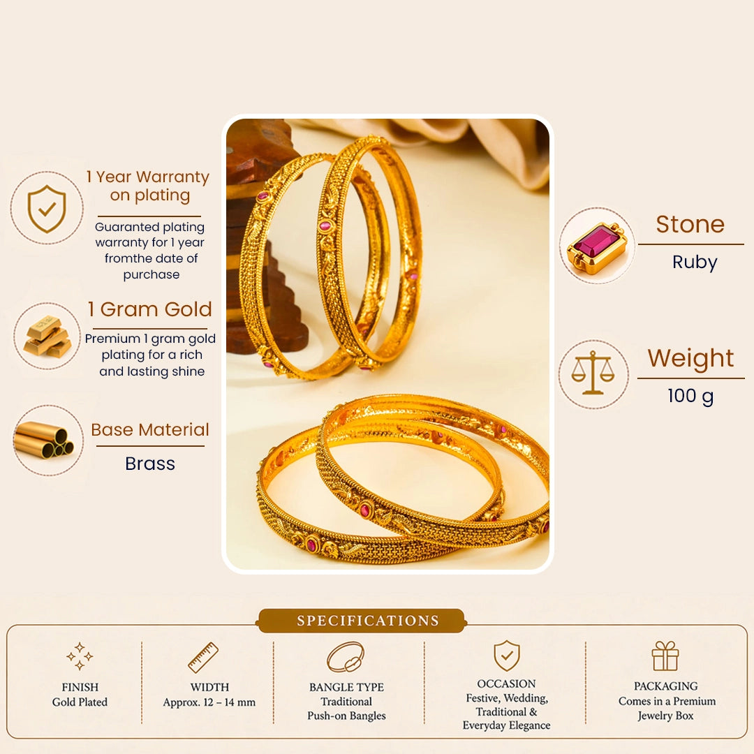 Shruti Lahari Paired Bangle | Gold-Plated Sacred Music Wave Bangle Set V-2567