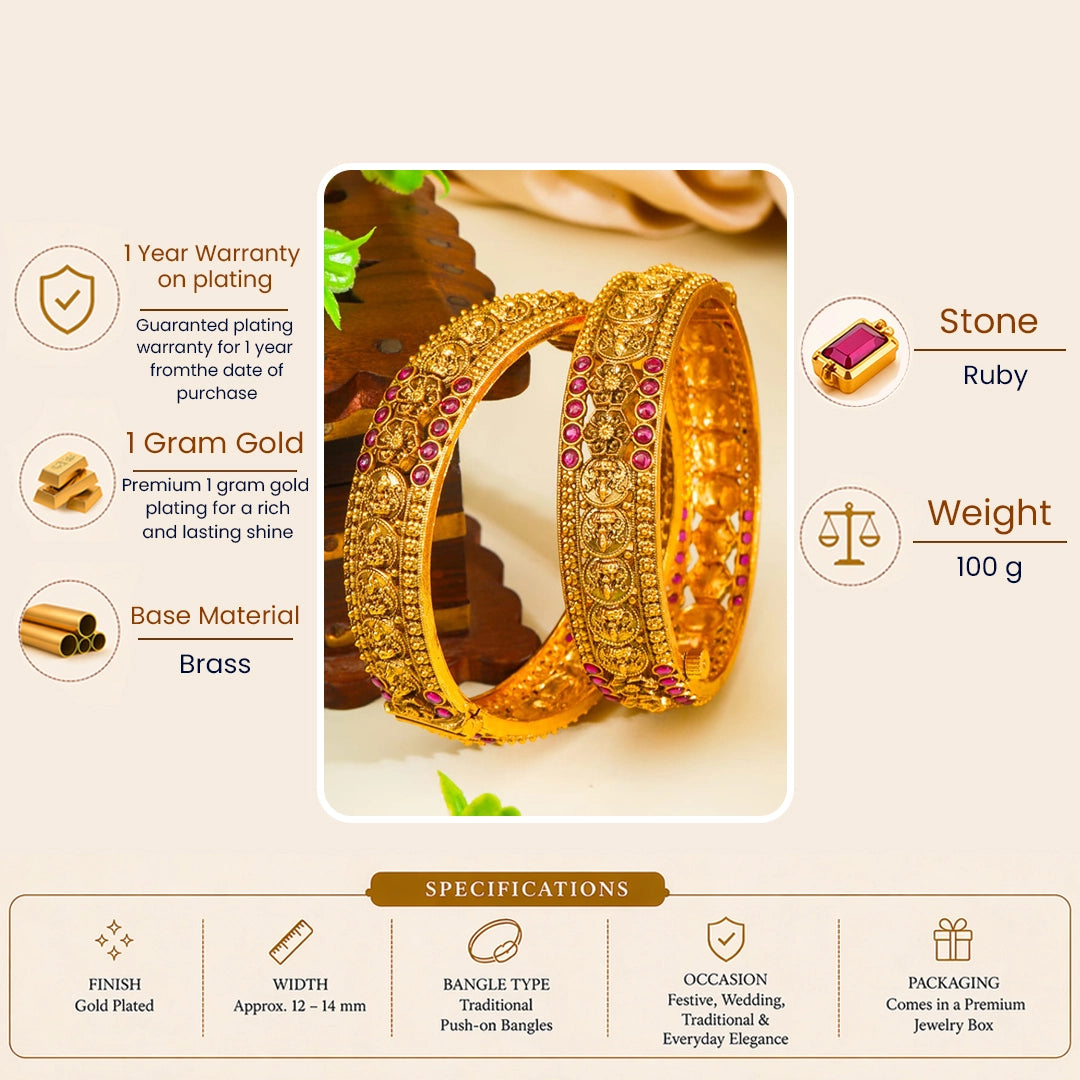 Hema Kankini Kada Bangle | Gold-Plated Golden Temple Bridal Bangle V-2570