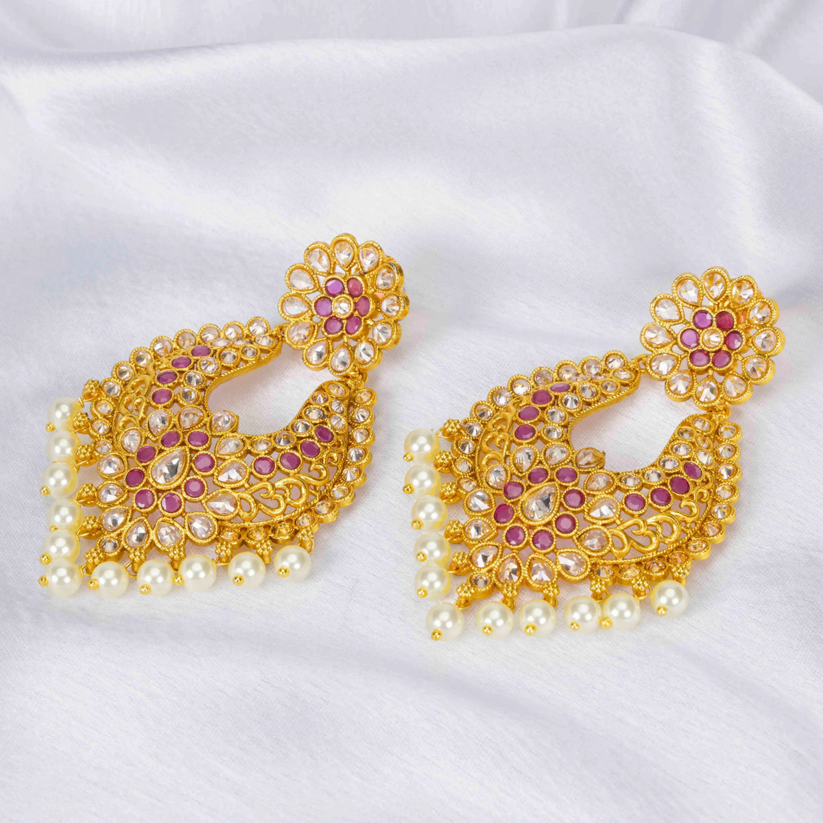 Antique Flower Gold-Plated Jhumka C-207