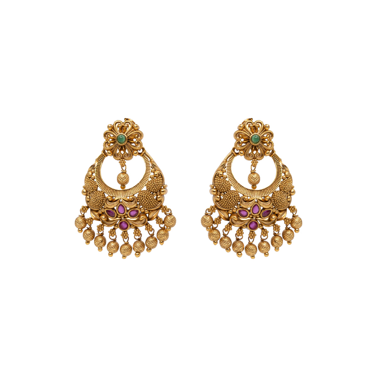 Antique Gold-Plated Temple Chandbali 