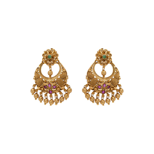 Antique Gold-Plated Temple Chandbali 