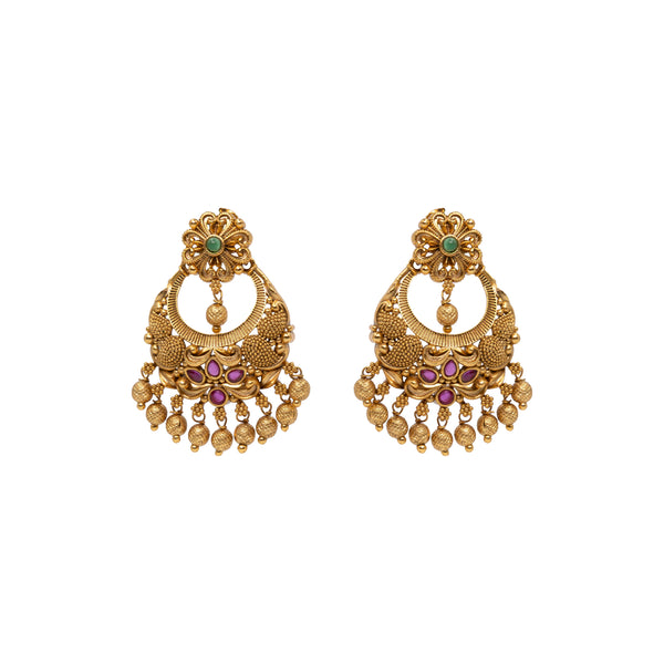 Antique Gold-Plated Temple Chandbali 