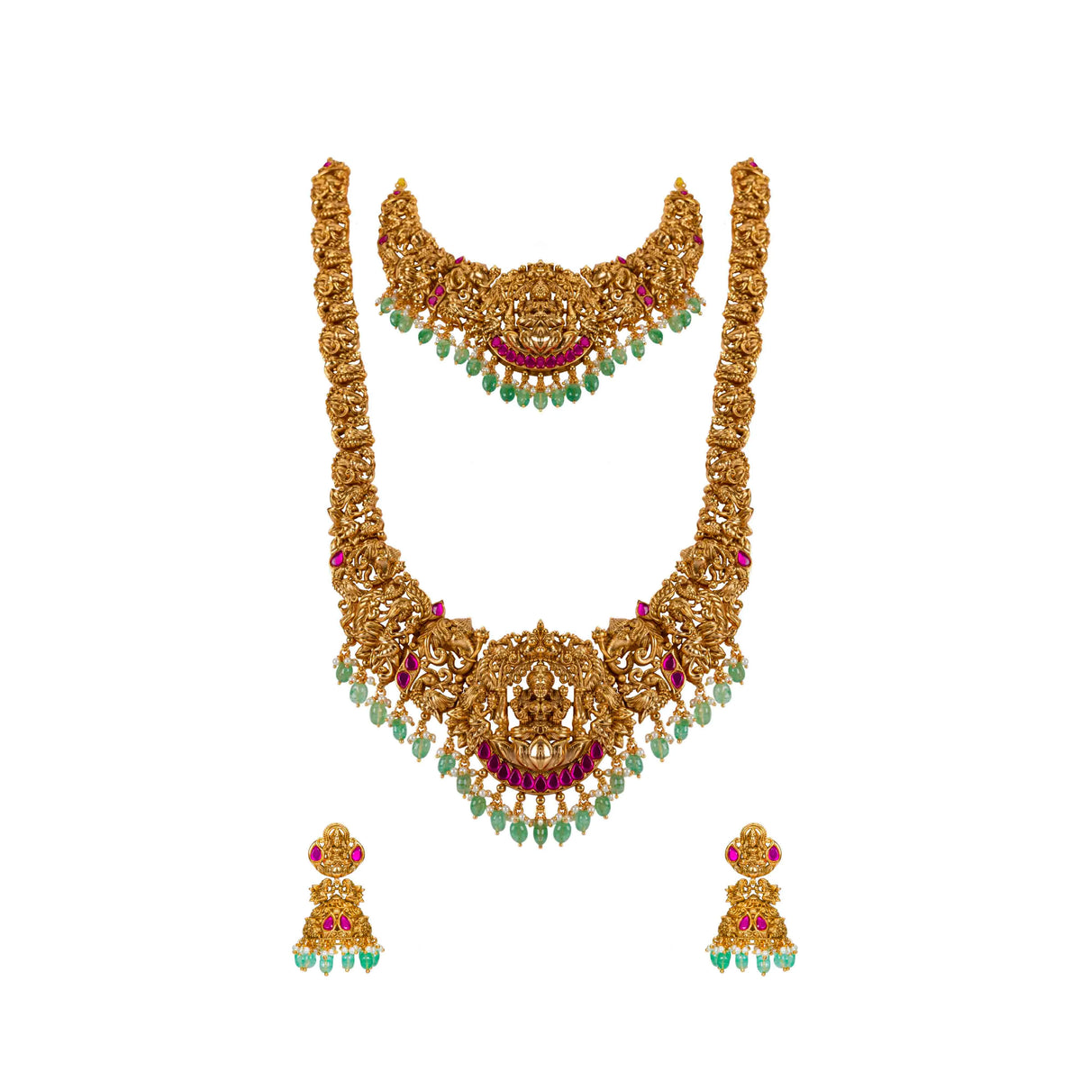 Divine Laxmi Gold-Plated Temple Necklace Set J-71