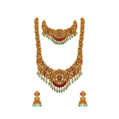 Divine Laxmi Gold-Plated Temple Necklace Set J-71