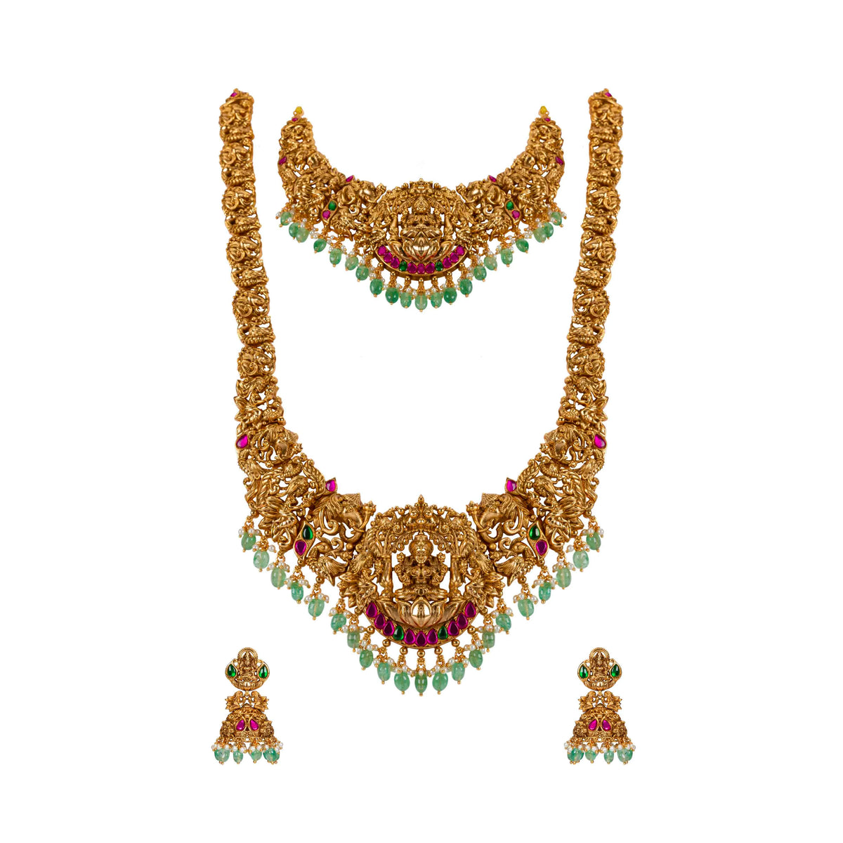 Divine Laxmi Gold-Plated Temple Necklace Set J-71