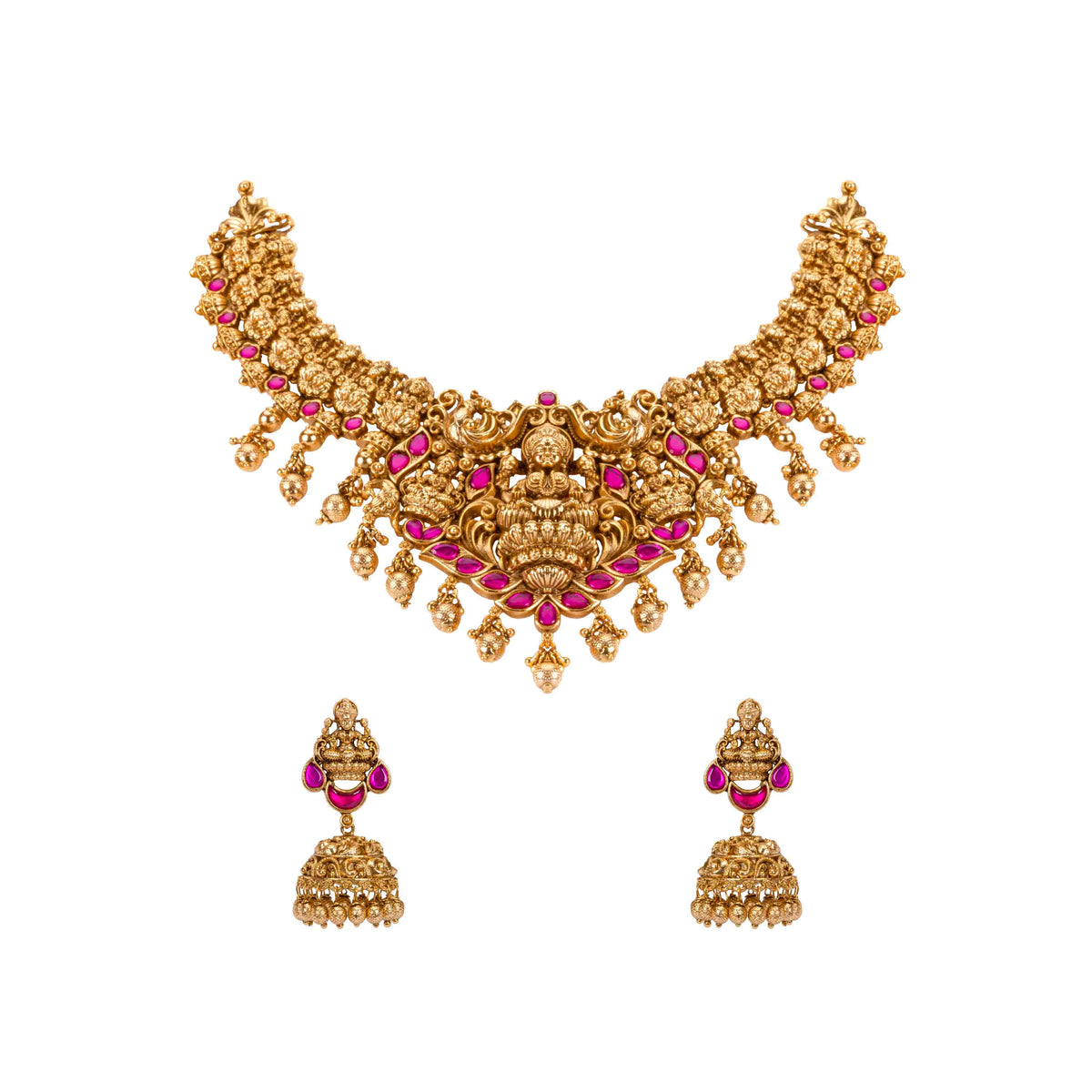 Lakshami Design Short Antique Necklace Set 