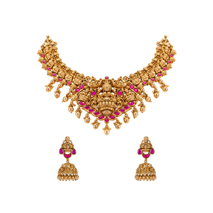 Lakshami Design Short Antique Necklace Set 