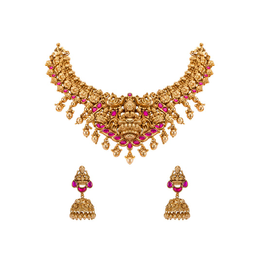 Lakshami Design Short Antique Necklace Set 