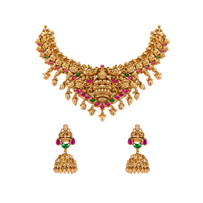 Lakshami Design Short Antique Necklace Set 