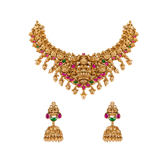 Lakshami Design Short Antique Necklace Set 