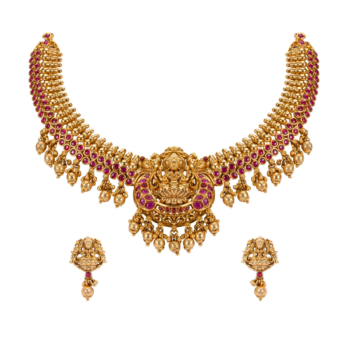 Gold Lakshmi Temple Necklace Set