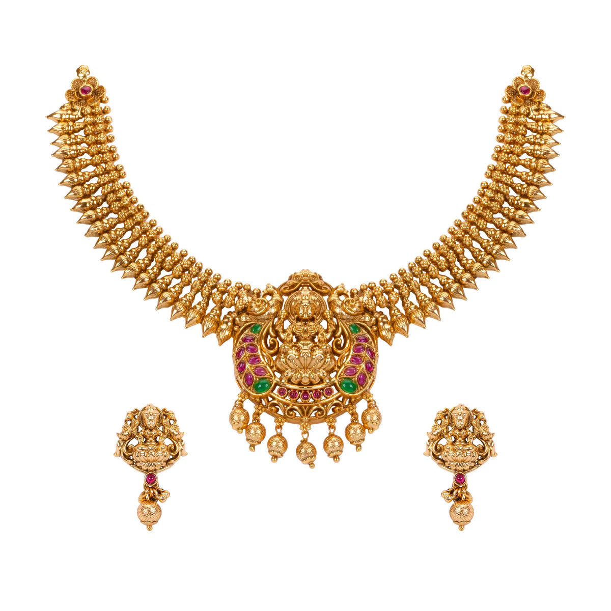 Gold Lakshmi Temple Necklace Set