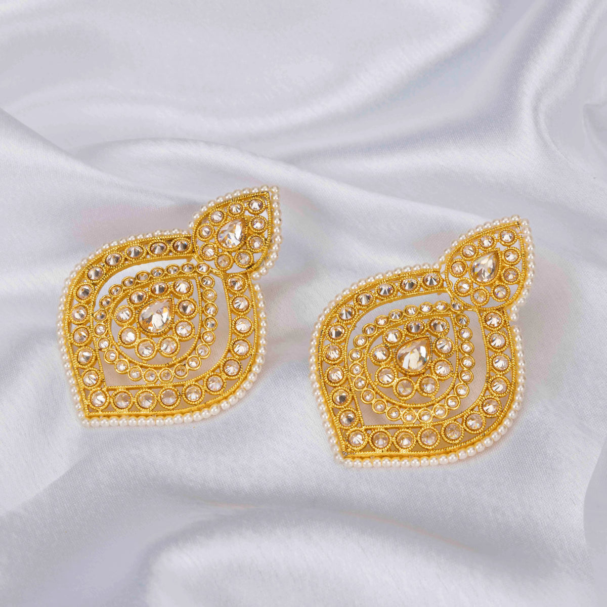 Antique Leaf Petal Gold-Plated Jhumka C-494