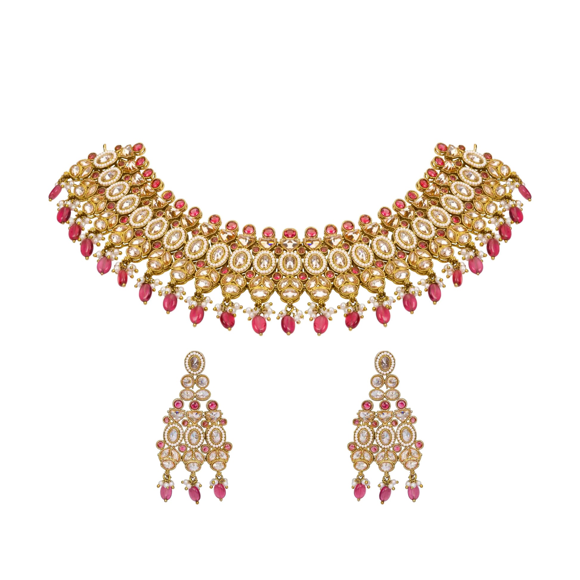 Elegant Gold-Plated Pearl Necklace Set