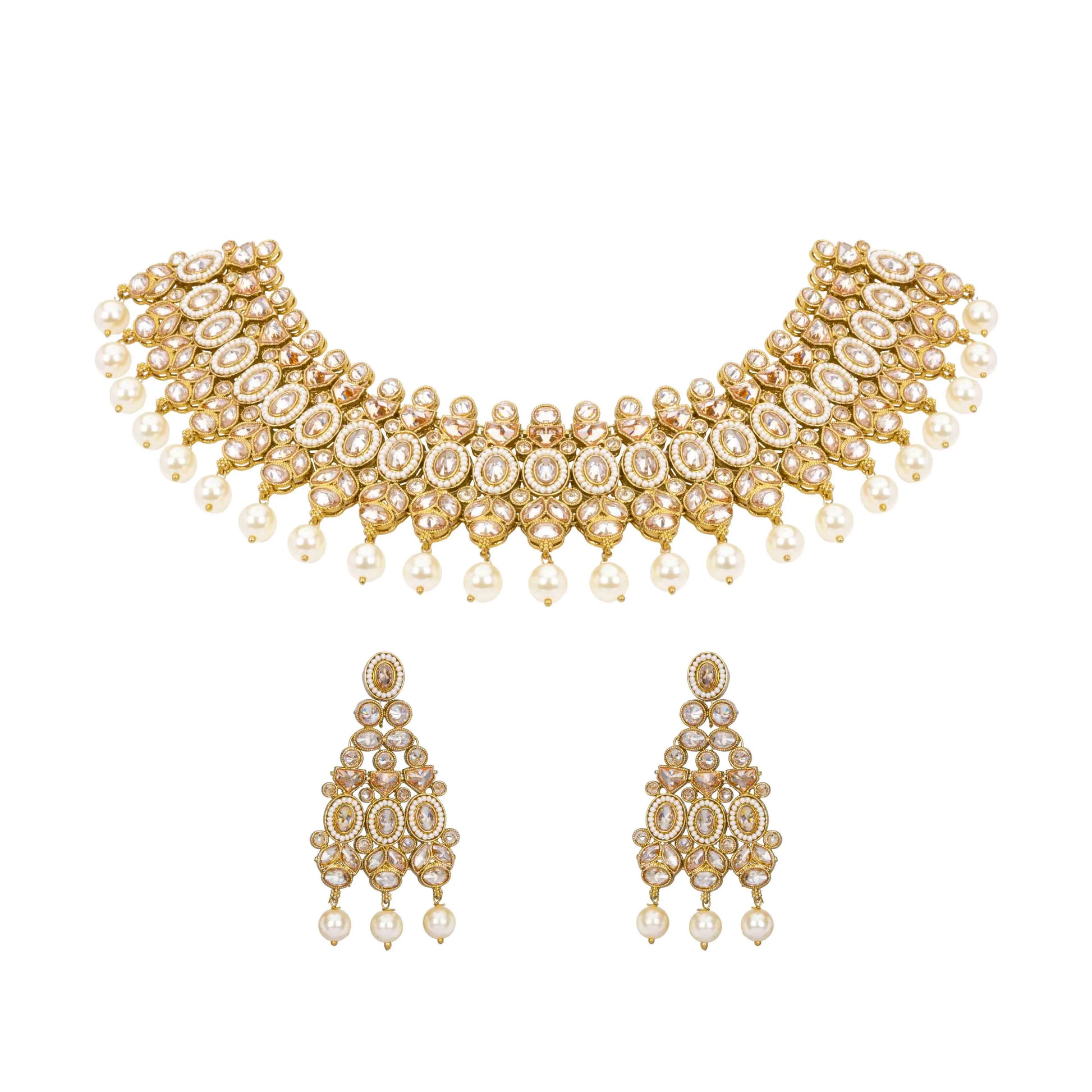 Elegant Gold-Plated Pearl Necklace Set