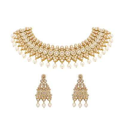 Elegant Gold-Plated Pearl Necklace Set
