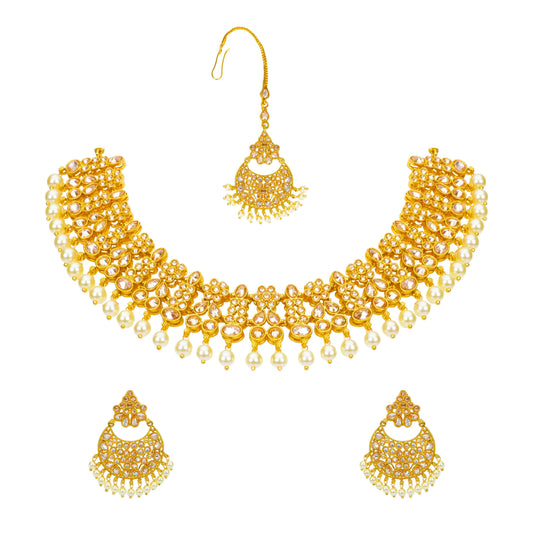 Gold-Plated Choker Necklace Set