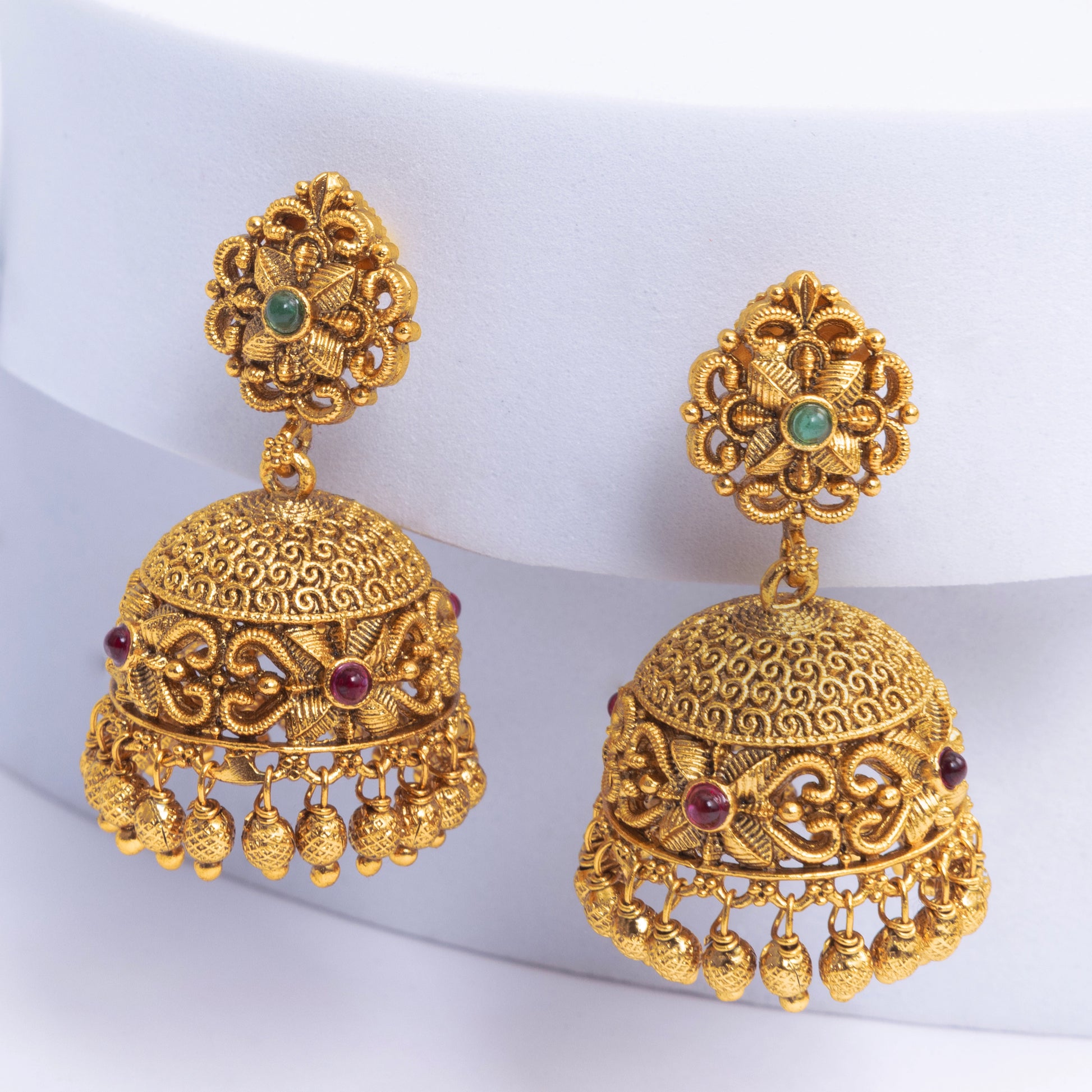 Antique Gold-Plated Temple Earring