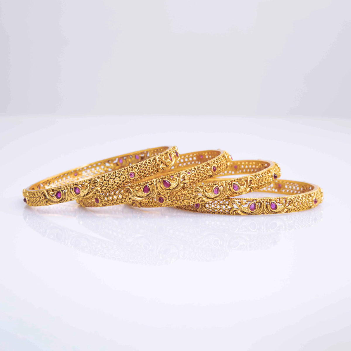 Regal Peacock Gold-Plated Antique Bangles V-864