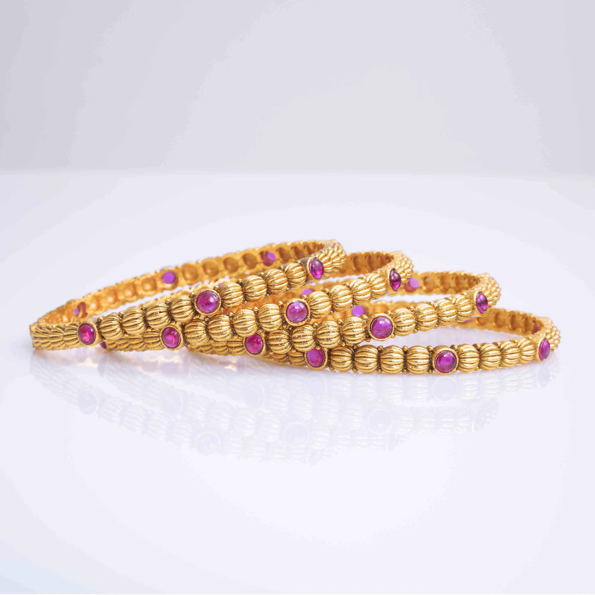 Gold-Plated Textured Bangles  V-1245