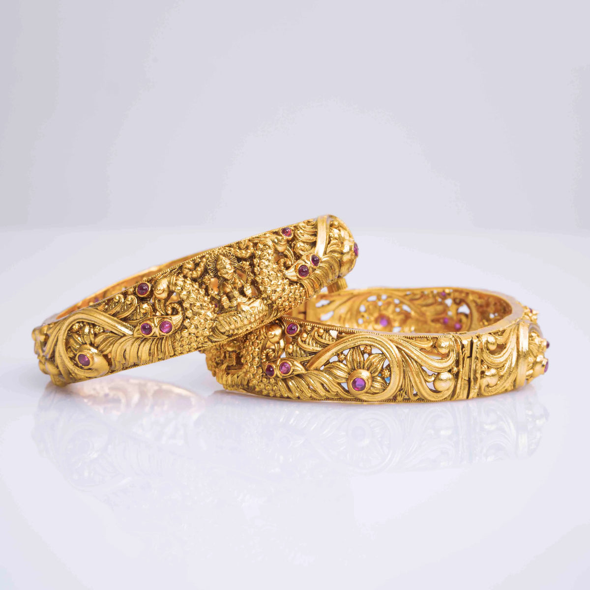 Divine Lakshmi Antique Gold-Plated Temple Bangle V-442
