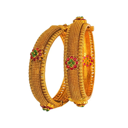 Antique Temple Gold plated bangles with Kemp Stones