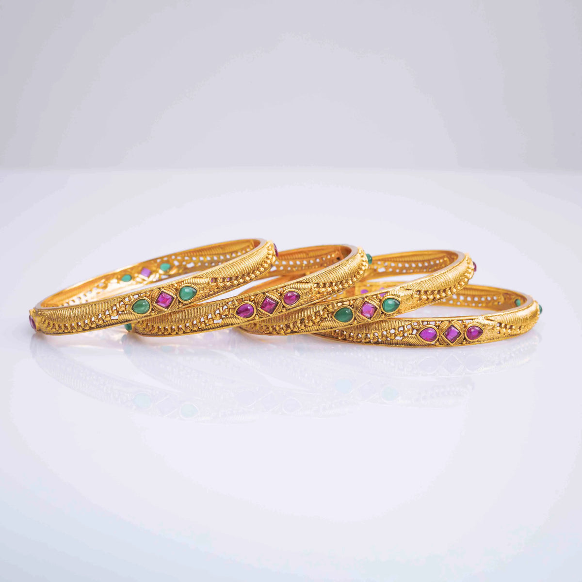 Classic Gold-Plated Temple Bangle V-1242