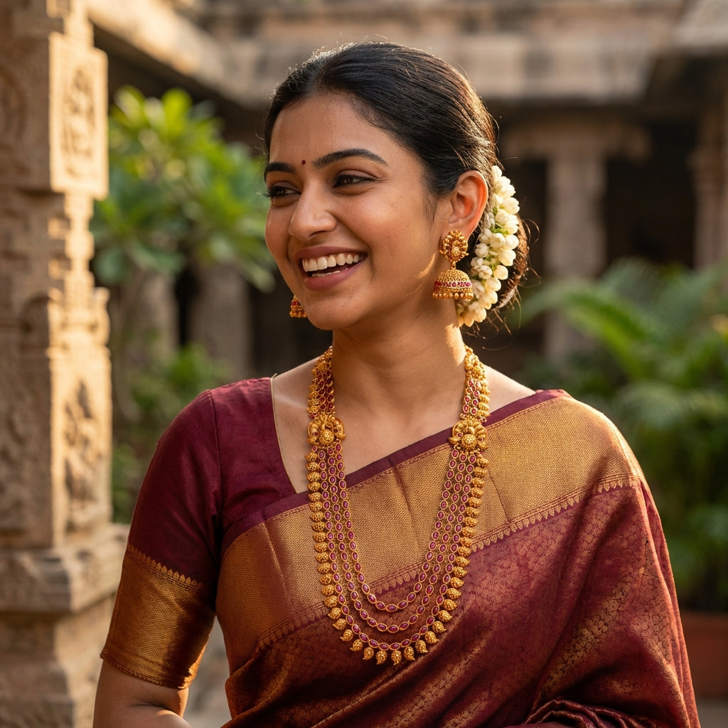 South Indian temple jewellery regional guide — layered necklace set — buy authentic temple jewellery online India — South Temple Jewellery